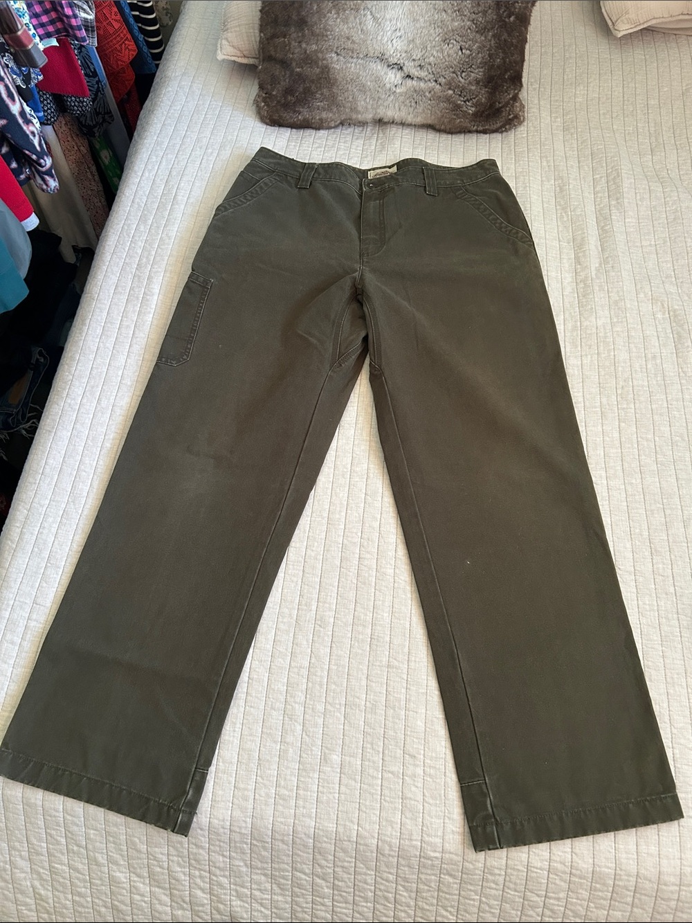 L.L bean Katahdin iron works work utility rugged canvas cotton gray pant 36”